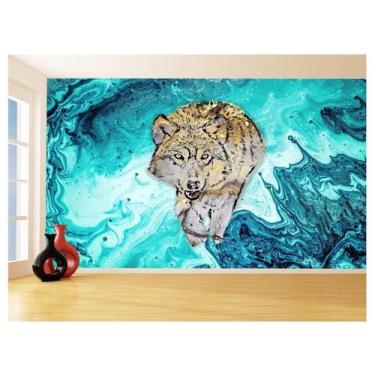Imagem de Papel De Parede Animais Pop Art Lobo Colorido 3,5M Pxa586 - Você Decor