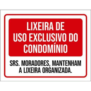 Imagem de Kit 3 Placas Lixeira Uso Exclusivo Condomínio Organizada