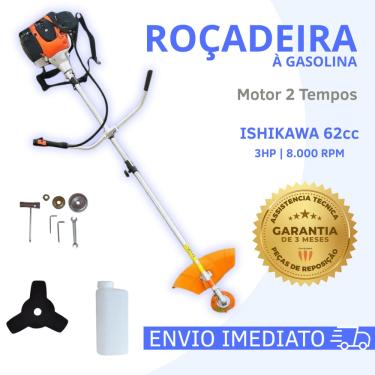 Imagem de Roçadeira Potente A Gasolina Cortador De Grama 62cc