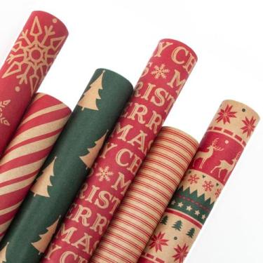 Imagem de Papel de embrulho Ribbli Christmas Kraft Paper 6 rolos 17x300cm