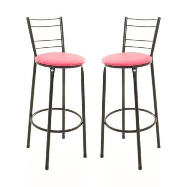 Imagem de Kit 2 Banquetas Banco Alto Balcão Cozinha 4 Arames - ESPAÇO JUNCO, Ros