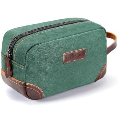 Imagem de emissary Bolsa de Higiene Pessoal Masculina de Couro e Lona Kit de Higiene Pessoal para Homens Bolsa de Barbear para Acessórios de Viagem, 2 - verde, Bolsa de higiene pessoal