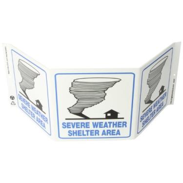 Imagem de ZING 3057 Placa de segurança ecológica tripla, clima severo, 19 x 50 cm, projetos de 12 cm, plástico reciclado