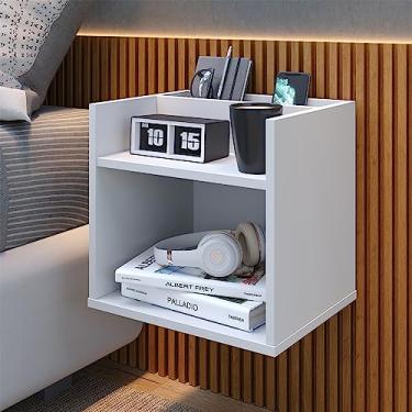 Imagem de Mesa Cabeceira Suspensa Mesa de Cabeceira de Madeira Aerea (Branco)