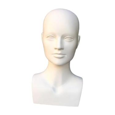 Imagem de OIIBWQ Suporte de Exibição de Cabeça de Manequim Masculino Suporte de Cabeça de Manequim para Apliques de Cabelo Joias, Branco Fosco