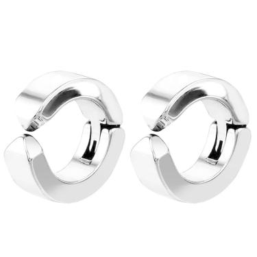 Imagem de Brinco Masculino Feminino Aço Inox Argola Pressão 10Mm 1 Par