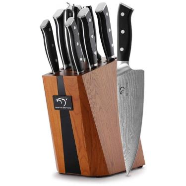 Imagem de Conjunto de Facas NANFANG BROTHERS em Aço com Bloco de Bancada, 9 Peças, Preto