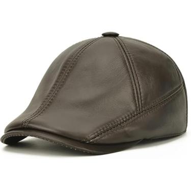 Imagem de Boné Masculino Flat Cap Ajustável Jornaleiro Cap Tiro Dirigindo Chapéu Duckbill Ivy Irish Flat Hat, Coffee Color, One Size