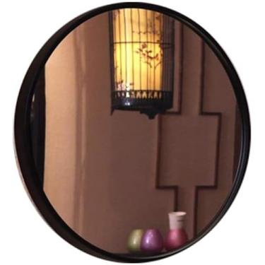 Imagem de EHVYBDX Espelho cosmético espelho de maquiagem para pendurar na parede casa de banho espelho moderno minimalista decorativo redondo espelho de vaidade de ferro forjado espelhos de vaidade montados na