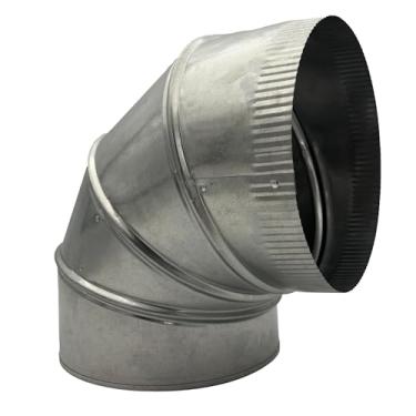 Imagem de Cotovelo de duto ajustável de 30,5 cm HVAC de 90 graus - conector de duto de calibre 26 de chapa galvanizada - ideal para ventilação de ar de tubo redondo e dutos de ventilação (30,5 cm)