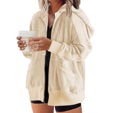 Imagem de Jaqueta feminina Shacket Eytino Plus Size com zíper 4 vezes bege