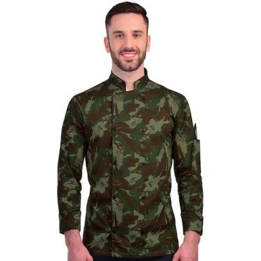 Imagem de Dólmã Para Chef De Cozinha Unissex Estampa Camuflado 100% Algodão Unif
