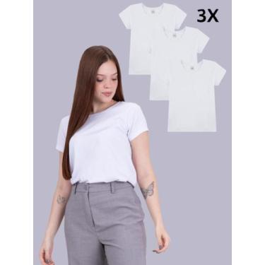 Imagem de Kit 3 Blusas Básicas Adulto Branco - Vida Costeira Oficial, M, Branco