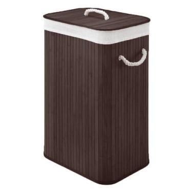 Imagem de Cesto De Roupa Everest Bambu Marrom 40X30X60Cm Rafimex