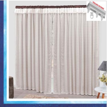 Imagem de Cortina Romantic Semiblackout e Voal 2,00 x 1,70 Para Trilho Suisso - Tabaco