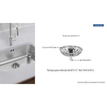 Imagem de Tampa de Válvula Tramontina 3 1/2 polegada Inox Pias e Cubas