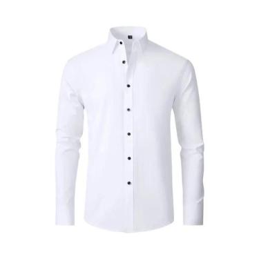 Imagem de Camisa Masculina Slim Fit Manga Longa Branca 6XL - Primavera/Outono, 4
