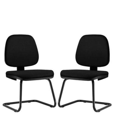 Imagem de Kit 02 Cadeiras Para Escritório Job L02 Fixa Crepe Preto - LYAM DECOR
