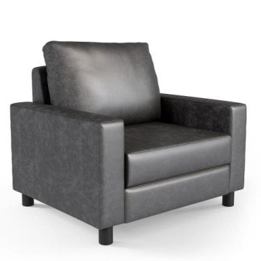 Imagem de Poltrona Malta material sintético Preto Brilho - LYAM DECOR