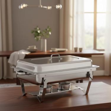 Imagem de Rechaud Inox 12 Litros Banho Maria 3 Cubas para Buffet Restaurante Churrasco