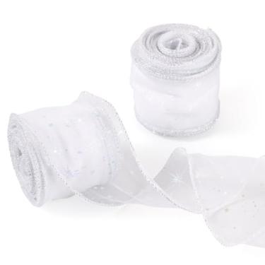 Imagem de 20 jardas fitas de malha decorativa de poliéster de organza branca fantasia lantejoulas iridescentes padrão estrela tecido de tule extravagante rolo de tule tecido carretel para saia fazer embrulho de