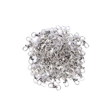 Imagem de 100 ganchos de clipe de chaveiro, ganchos de metal giratórios, gancho giratório para cordão, ganchos de chaveiro para artesanato DIY, fabricação de cordão (prata)