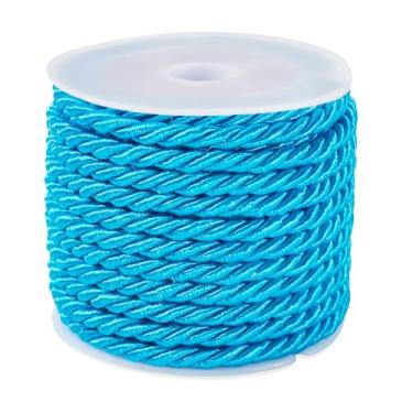 Imagem de Cordão de cetim torcido de poliéster de 3 mm, cordão decorativo de macramê de 5 m, corda de seda para pulseira trançada, colar, fabricação de joias, cordão, decoração, azul