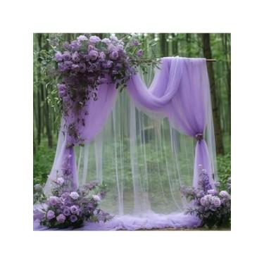 Imagem de Tecido de tule de casamento roxo de 1,6 x 2 m, decoração de festa rústica, tecido transparente de organza para decoração de festa de aniversário, decoração de faixa de cadeira de organza de arco de