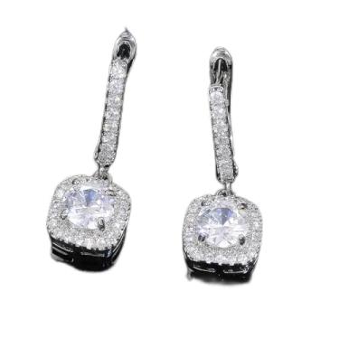 Imagem de Brincos de gota de strass de forma quadrada à prova d'água para mulheres, casamento, noivado, festa de dança, dia dos namorados, joias presentes, Standard, Liga de aço, Sem pedra preciosa