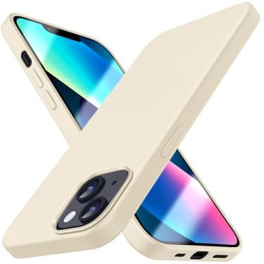 Imagem de Capa compatível com iPhone 13 Mini, capa fina de silicone líquido, capa protetora à prova de choque, capa de telefone com forro de microfibra macia antiarranhões (pedra)