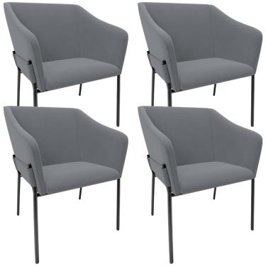 Imagem de Kit 4 Cadeiras Para Sala de Jantar Estar Living Olívia L02 Suede Cinza - Lyam Decor