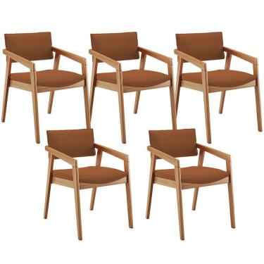 Imagem de Kit 05 Cadeiras Para Sala de Jantar Estar Living Giorgia B04 Bouclê Terracota - Lyam Decor