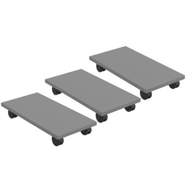 Imagem de Kit 03 Suportes Para Cpu Com Rodízios Cyber L03 Cinza - Lyam