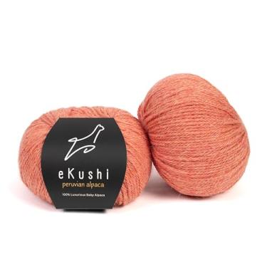 Imagem de eKushi 100% fio de alpaca para bebês para tricô e crochê - conjunto de 2 novelos de fio premium DK - leve, hipoalergênico e térmico, feito no Peru - ideal para projetos delicados (M801 - terracota)