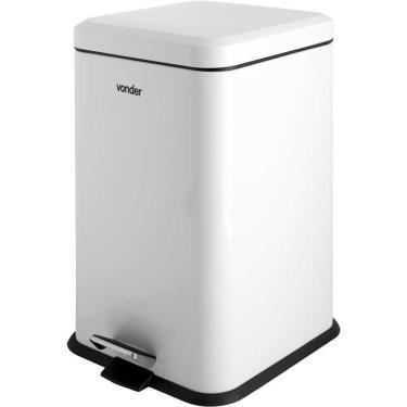Imagem de Lixeira Retangular 20 Litros Branca Tampa Pedal Vonder