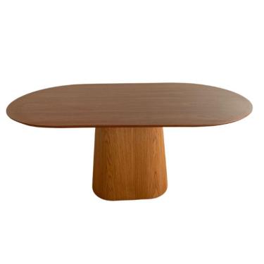 Imagem de Mesa De Jantar Cone Retangular Arredondada 160x90cm Freijó