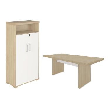 Imagem de Jogo Armário E Escrivaninha Exeter Carvalho Branco