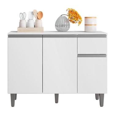 Imagem de Balcão De Cozinha Vanessa 105cm Branco Com Tampo Mdp - Ajl Móveis Branco