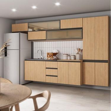 Imagem de Cozinha Modulada 8 Peças 5 Aéreos 2 Balcões 1 Paneleiro Nara Cabecasa Madeiramadeira Avena