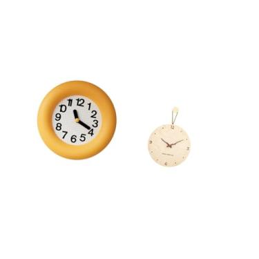 Imagem de Fenteer Relógio de Parede Analógico Silencioso Contemporâneo, Minimalista, Moderno, Nórdico, Decorativo, em Madeira, para Cozinha, Sala de Jantar, Quarto, Esc