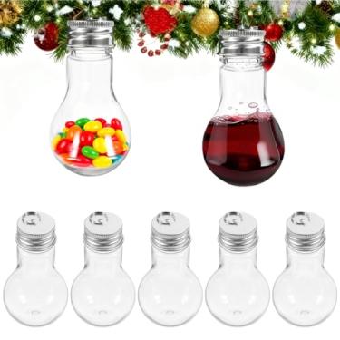 Imagem de JOINPAYA 10 bolas de bebida de Natal: 50 ml de garrafas para encher de suco, garrafas de doces de Natal, pingente transparente, enfeite de árvore de Natal para decoração de festas de fim de ano