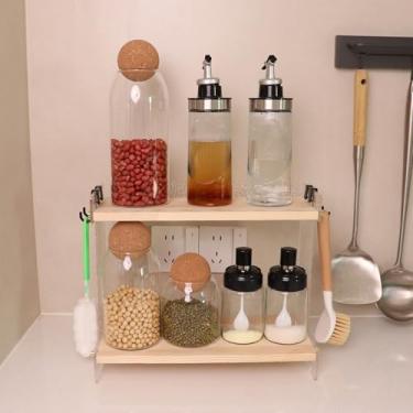 Imagem de Organizador de balcão de café de acrílico transparente de 2 camadas – Prateleira empilhável de café para cápsulas, creme, mexedores, utensílios