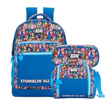Imagem de Kit 3 Peças Stumble Guys Oficial Xeryus | Mochila G Costas + Lancheira Térmica + Estojo | STUMBLIN` ALL DAY