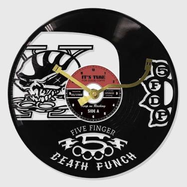 Imagem de Relógio de parede Five Finger Death Punch com design de disco de vinil