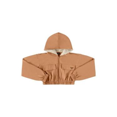 Imagem de Jaqueta em Moletom e Pelo Juvenil Gloss, Marrom, 16