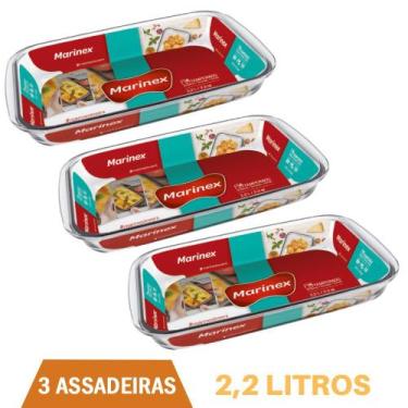 Imagem de Assadeira Retangular De Vidro 2,2L  Refratário Marinex - 3Un - NADIR F