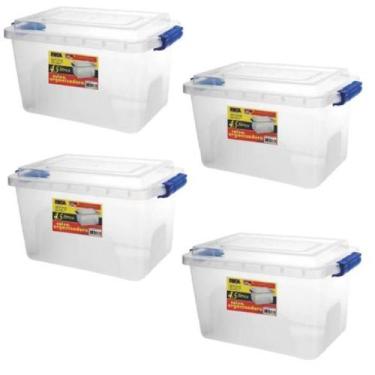 Imagem de Kit 4 Caixas Organizadoras  Multiuso Alta 4,5L Transparente - Ercaplas