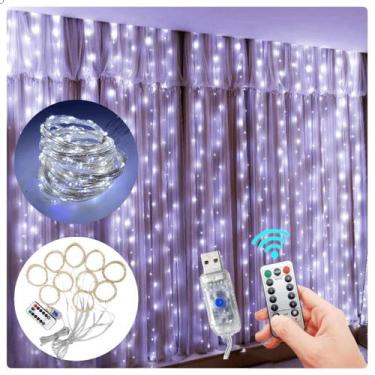 Imagem de Cortina Fio Fada Pisca Enfeite Decoração USB 3x3m C/300 Led - TOP NATA