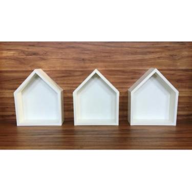Imagem de Kit Trio De Nichos De Casinha Com Fundo Branco - B&D Arte e Decoração