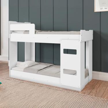 Imagem de Beliche Solteiro Montessoriana Grade de Proteção Reforçada Eloá Branco